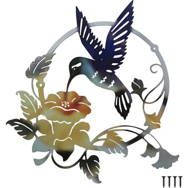 Metallene Vogel-wanddekoration, Kolibri, Gartenblumen, Hängeornament Für Haus Und Garten
