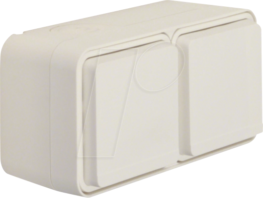 HAGER WNC142B - 2-fach-Schutzkontaktsteckdose W.1, AP, IP55, polarweiß