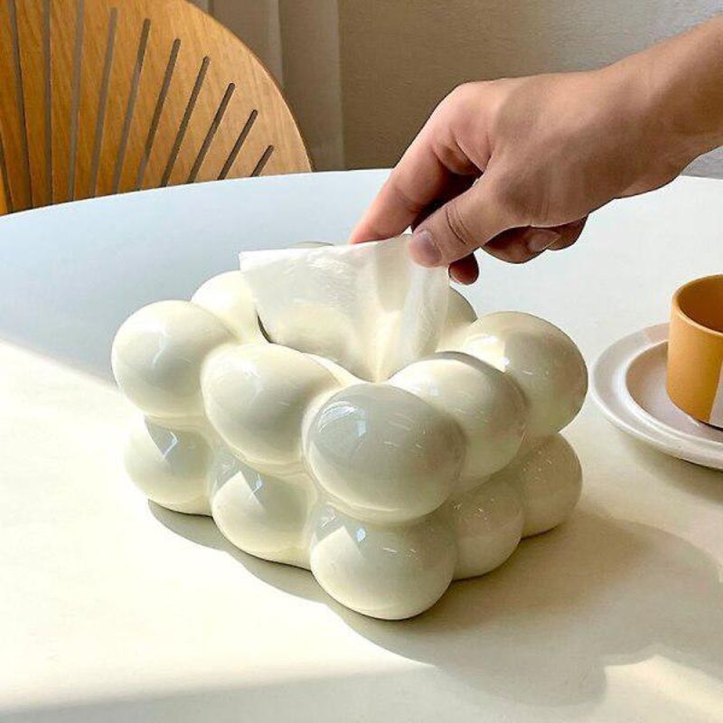 Große, Staubdichte, Marshmallowförmige Taschentuchbox, Weiß
