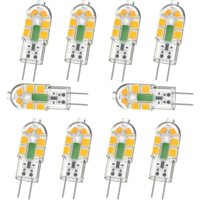 G4-glühbirne, G4-led-glühbirne, 2 W, 200 Lm, Entspricht G4 20 W Halogenlampe, Warmweiß 3000 K, Ac/dc 12 V, Flimmerfrei, Nicht Dimmbar, 10er-pack