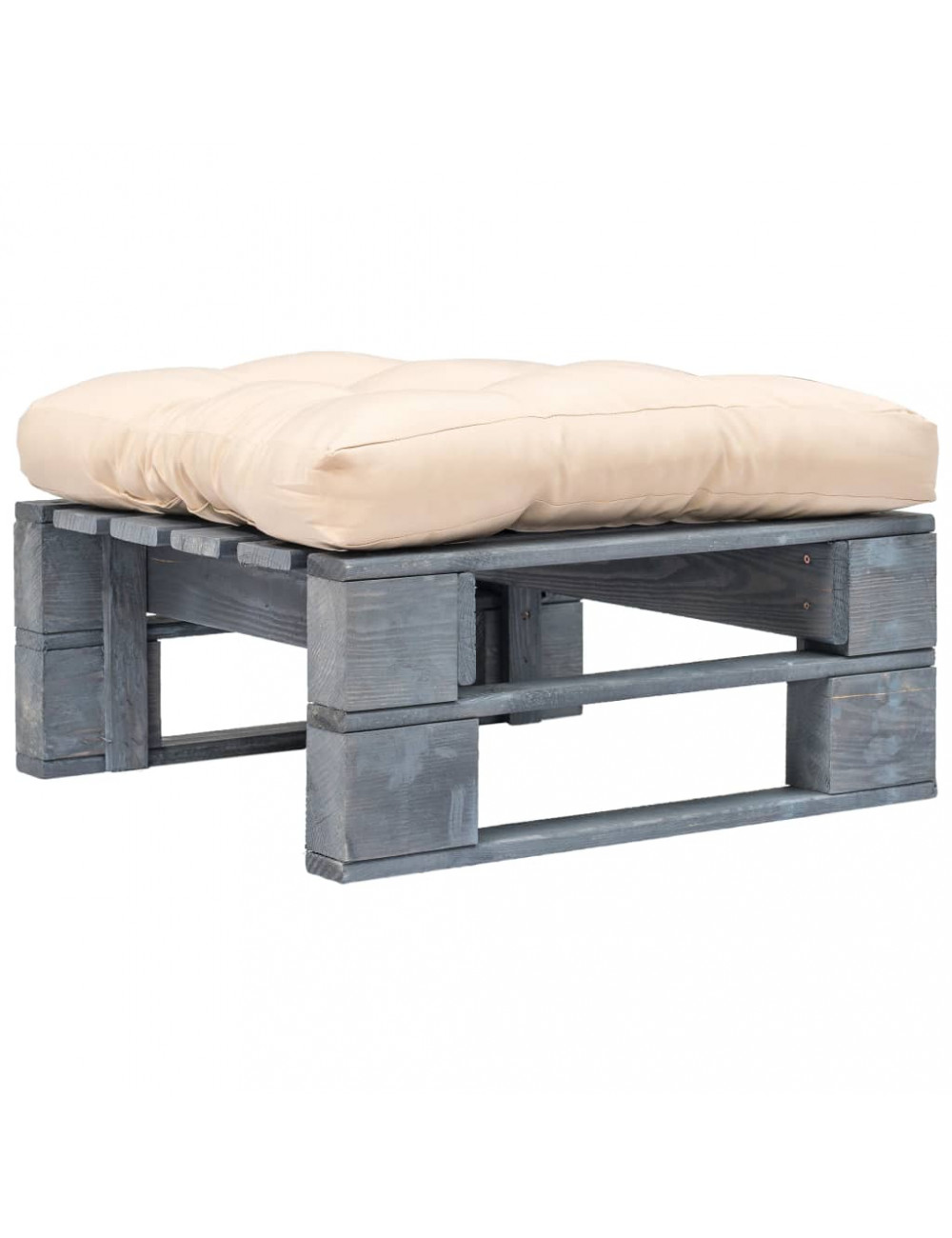 Vidaxl Garden Pallet Ottoman With Sand Cushion Grey Wood