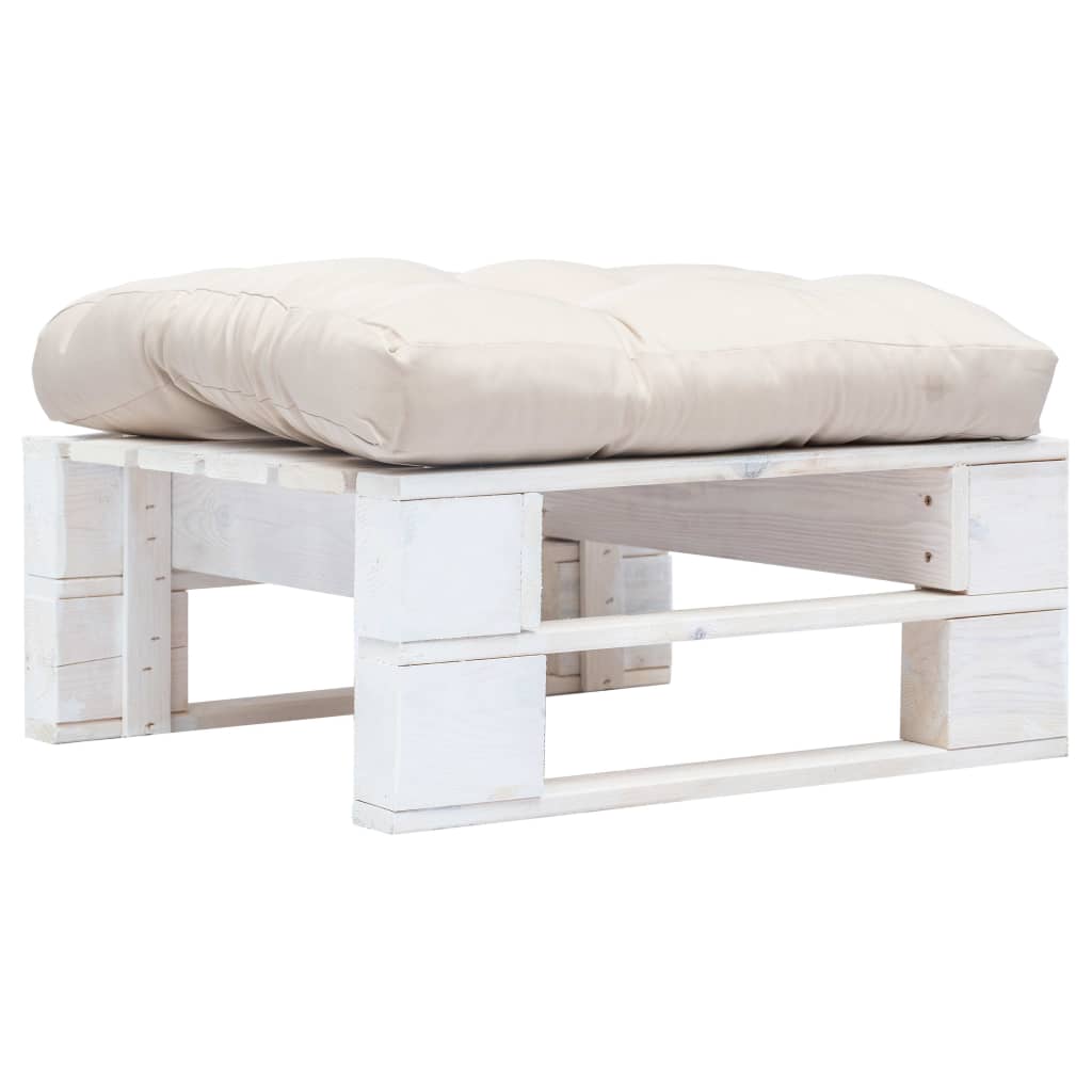 Vidaxl Garden Pallet Ottoman With Sand Cushion White Wood