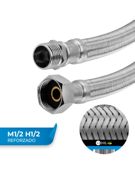 Superverstärkter Flexibler Schlauch M1/2 H1/2 Edelstahl 50 Cm - 10er-packung