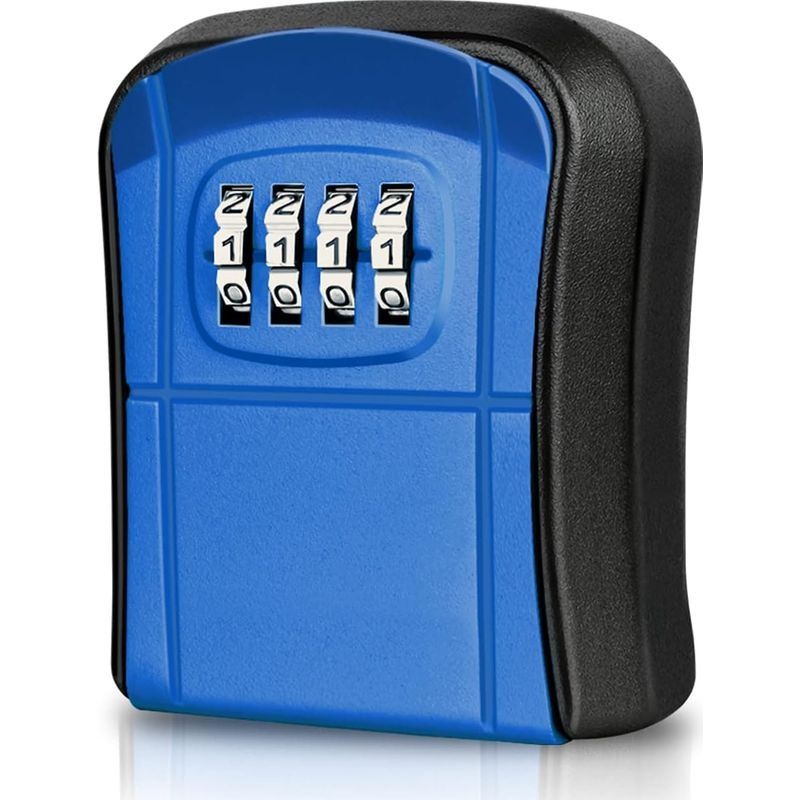 Boîte À Clé Sécurisée Mural Mini Coffre À Clés Extérieur Boîte À Clef Avec Code Numérique À 4 Chiffres Réinitialisable Étanche Boîtier Clef Pour Maison École Bureau Usine Garage (bleu)-