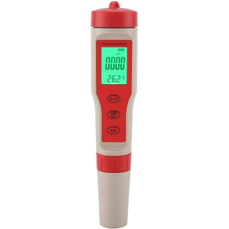 Testeur Ph Electronique, Testeur Eau Piscine 4 En 1, Ph/tds/ec/temp, Ph Metre Haute Précision De Résolution 0.01, Pour Eau Potable, Aquarium, Spas