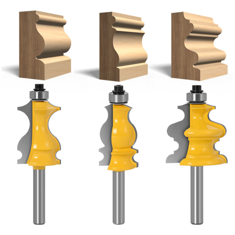 Amxcnoy Set Mit 3 8-mm-architektur-profilfräsern, Holzbearbeitungs-fräser