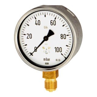 Riegler - Kapselfedermanometer, G 1/4 Radial Unten, -160 / 0 Mbar, Ø 63