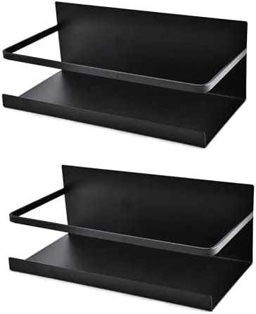 Set Mit 2 Magnetischen Edelstahl-kühlschrankablagen, Hängeregal (schwarz) (schwarz)