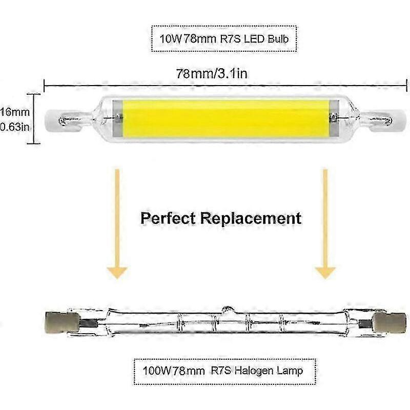 Lot De 2 Ampoules Led R7s 10 W 78 Mm, Dimmables, Blanc Froid 6000-6500 K, Équivalent À Une Ampoule Halogène J78 100 W, Culot R7s Double, Angle De Diffusion De 360°, Économie D'Énergie-aquaforge
