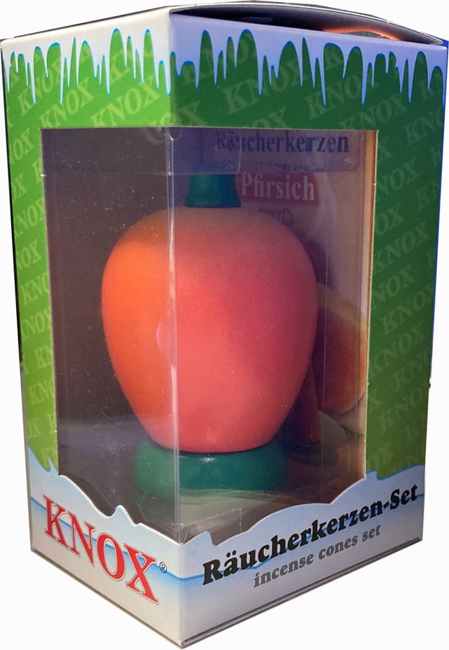 Knox Räucher-set Pfirsich Räucherfigur Aus Holz Pfirsich Mit 24 Räucherkerzen Pfirsich Räucherfigur