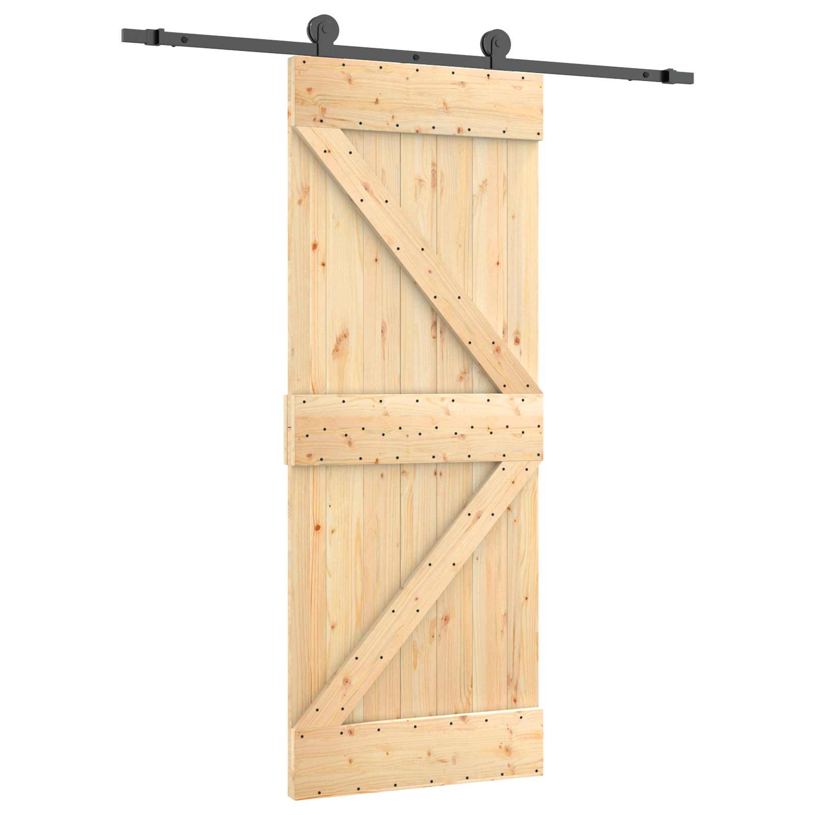 Vidaxl Sliding Door 85 X 210 Cm Solid Pine Wood (untreated)