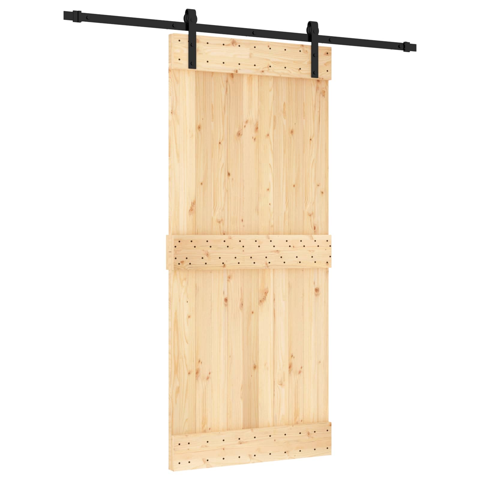 Vidaxl Sliding Door 90 X 210 Cm Solid Pine Wood (untreated)