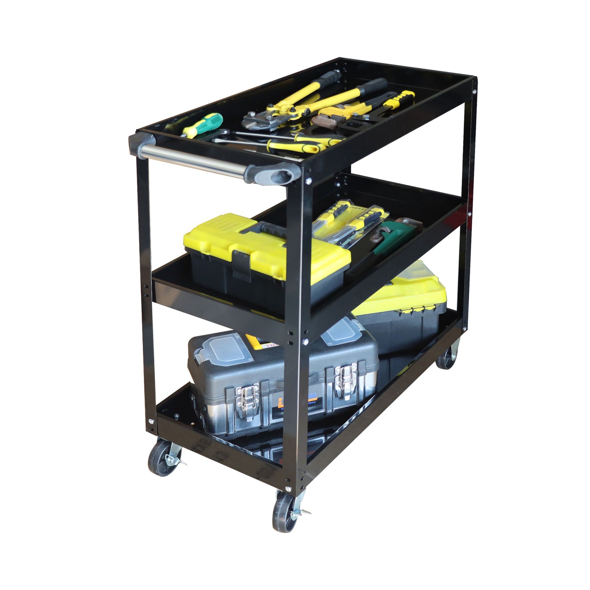 3-tier Workshop Trolley With Swivel Castors