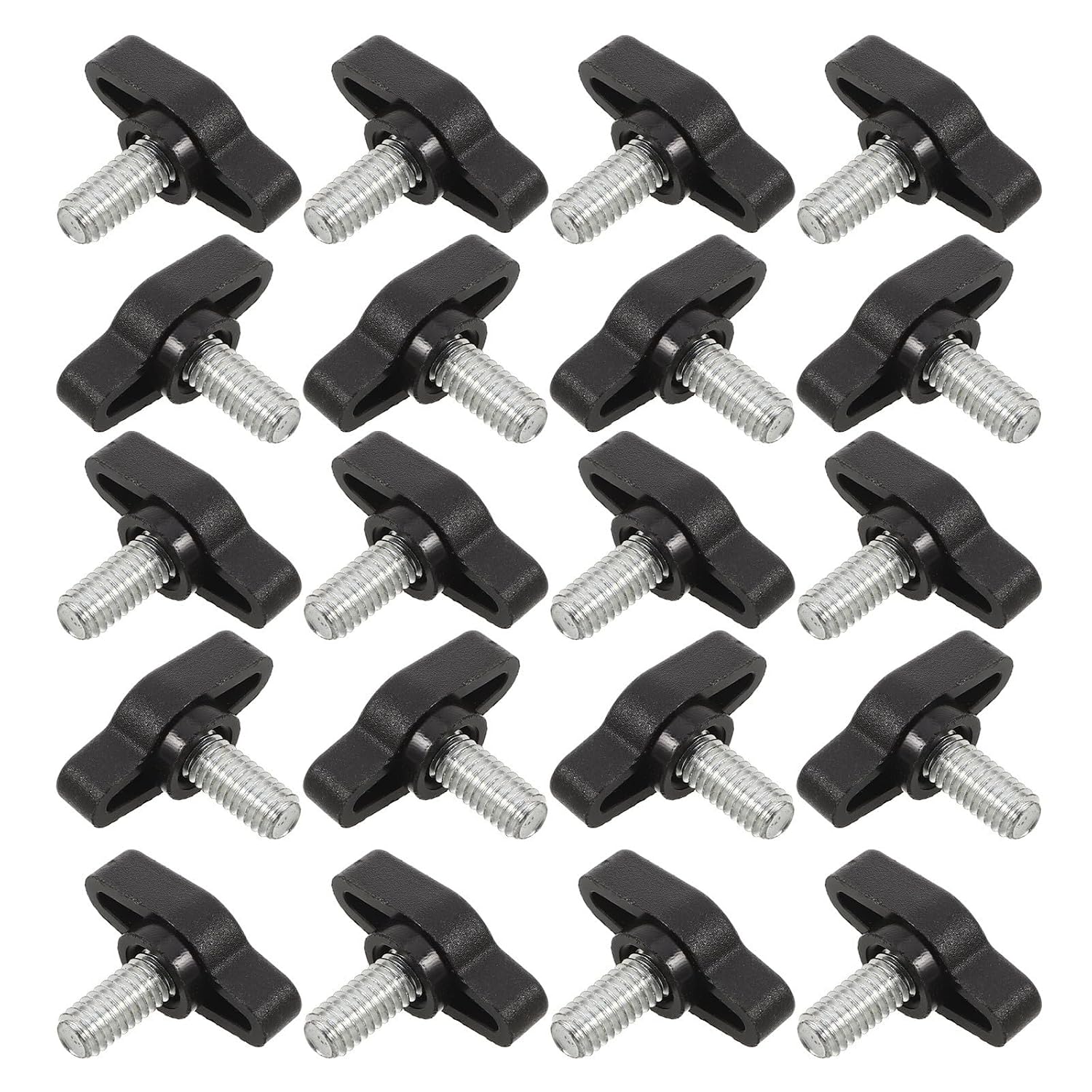 Ccykxa 20 Stück 27-mm-griffschrauben Zum Manuellen Anziehen, Schwarzes Metall, Standardgewinde, Rutschfester, Strukturierter Kunststoffgriff, Werkzeuglose Montage
