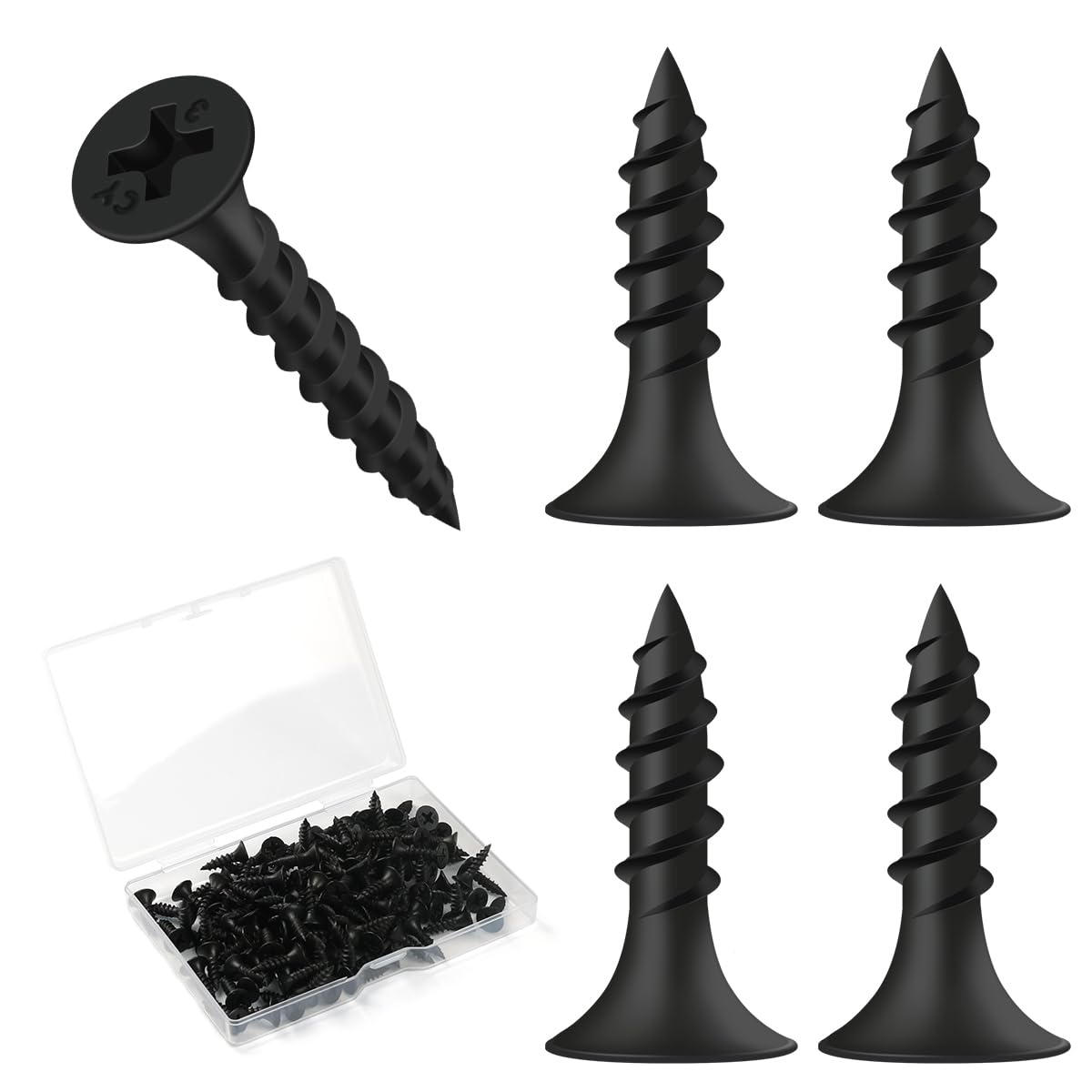Ccykxa M3,5 X 16 Mm Quick-fix Placo Schrauben, 200 Stück, Schwarz, Für Trockenbau, Phosphatierte Schrauben Für Gipskartonplatten Auf Stahlprofilen Für Trennwände