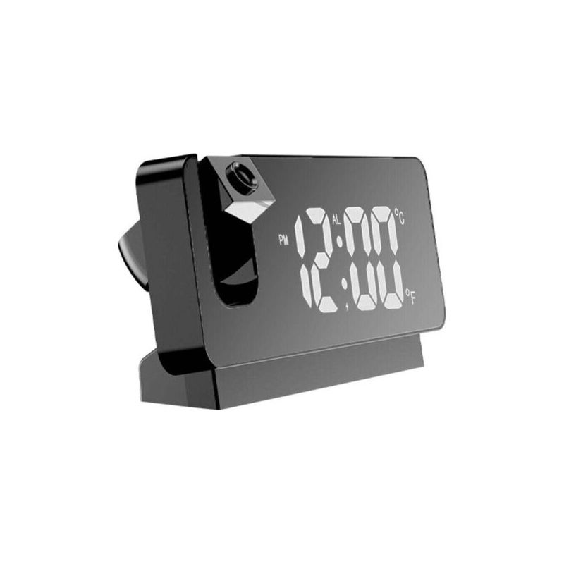 Nalookamic Réveil À Projection Pour Chambre À Coucher, Radio-réveil Numérique Avec Gradateur 0-100 % Et 2 Ports De Charge Usb, Projecteur Rotatif À 180°, Double Alarme, Répétition, Affichage Led Clair