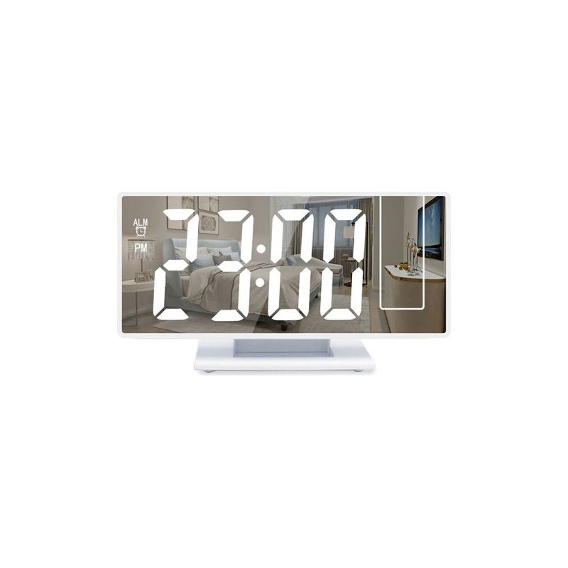 Réveil Numérique, Réveil À Projection Pour Gros Dormeurs, Horloge Numérique Pour Chambre À Coucher Avec Grand Écran Led, 12/24h, Port De Charge Usb, Snooze, Fonction Mémoire, Luminosité Régl