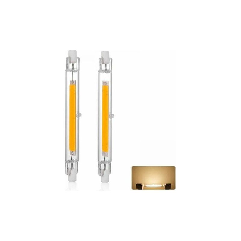 Pair Ampoule Led R7s 118mm 20w Dimmable, Blanc Chaud 3000k 3000lm, Linéaire Remplacer Lampe Halogène J118 20w, Éclairage À 360 Degrés, Sans Scintillement, R7s Ocb Led Tubes Pour Projecteur, Lot De 2