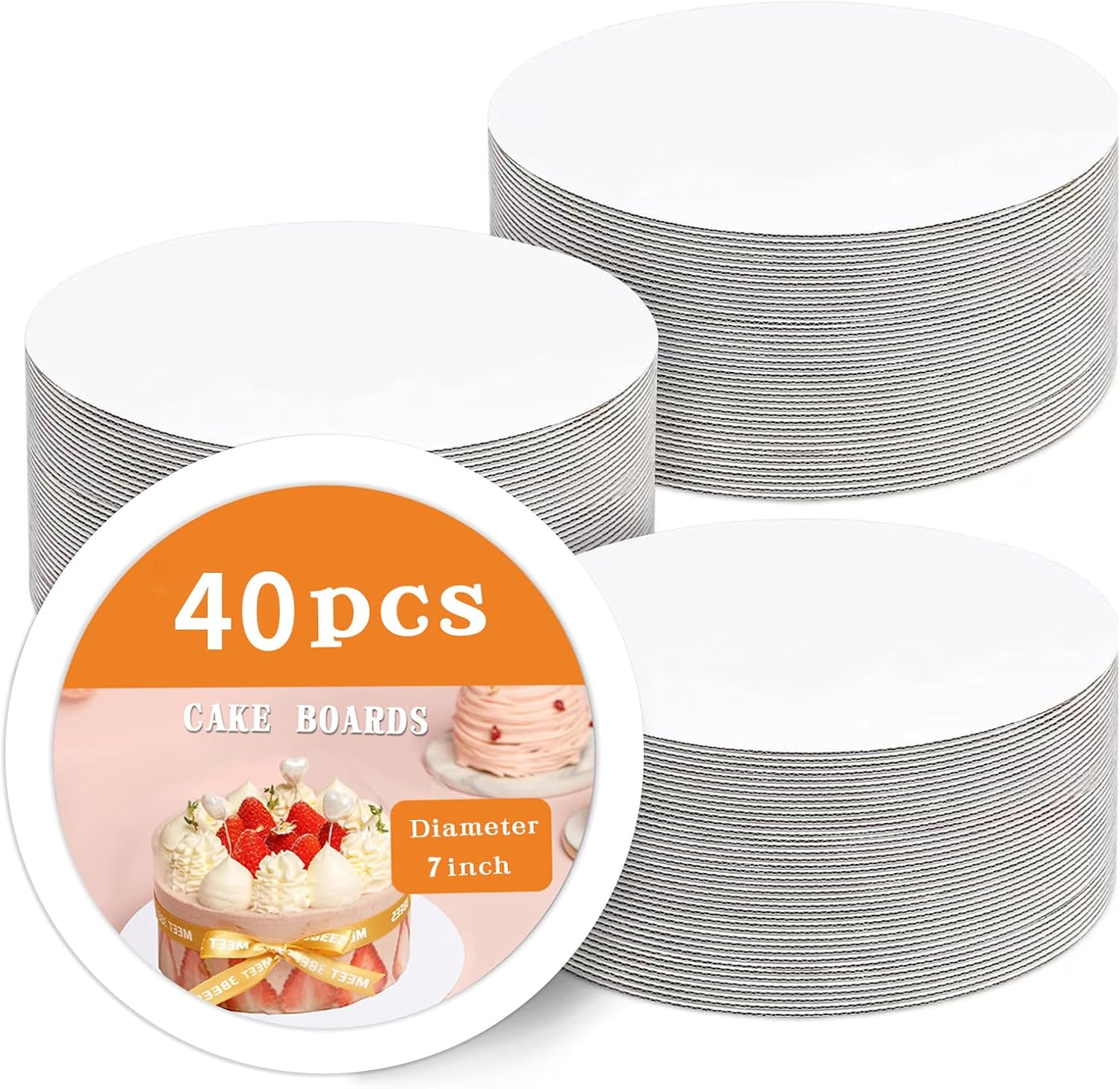 40 Kuchenböden, Weiße Kuchenböden, Runde 7-zoll-kuchenböden Aus Lebensmittelechtem Karton, Kuchenformen, 7-zoll-kuchenböden, Tortenständer, Kuchenplatten, Kuchenpizzen