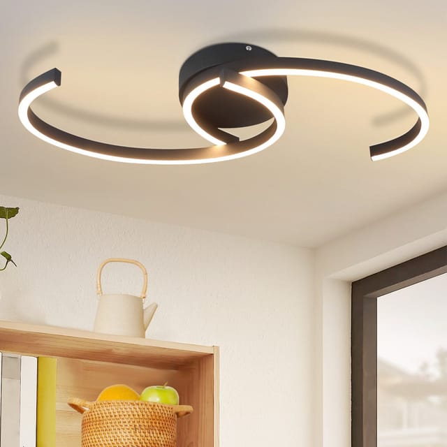 Deckenlampe Led Gbly Deckenleuchte Wohnzimmer - 24w Modern Design Wohnzimmerlampe Schwarz 3000k Warmweiß Küchenlampe Flur Schlafzimmerlampe 330° Drehbarer Metall Deckenleuchten Für Küche Büro