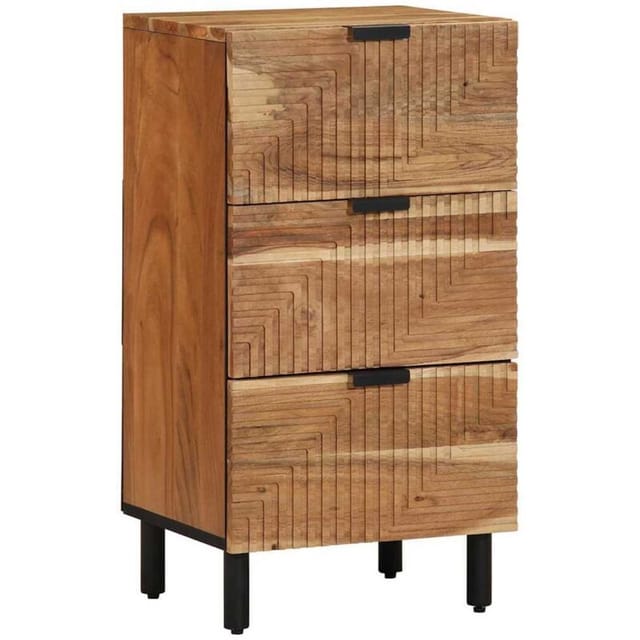 Sideboard Mit Regal Braun 40 X 33 X 75 Cm Massivholz Akazie Vidaxl