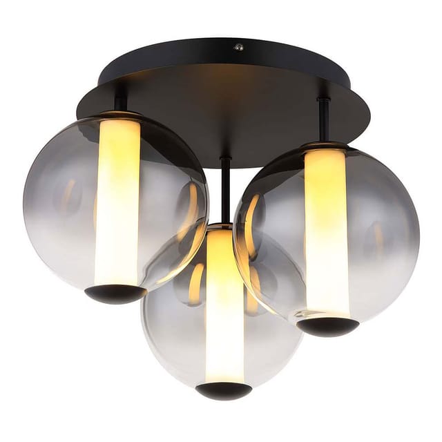 Globo Lighting - Deckenlampe Deckenleuchte Wohnzimmerlampe Schwarz Glaskugel Rauch Led H 29,5 Cm