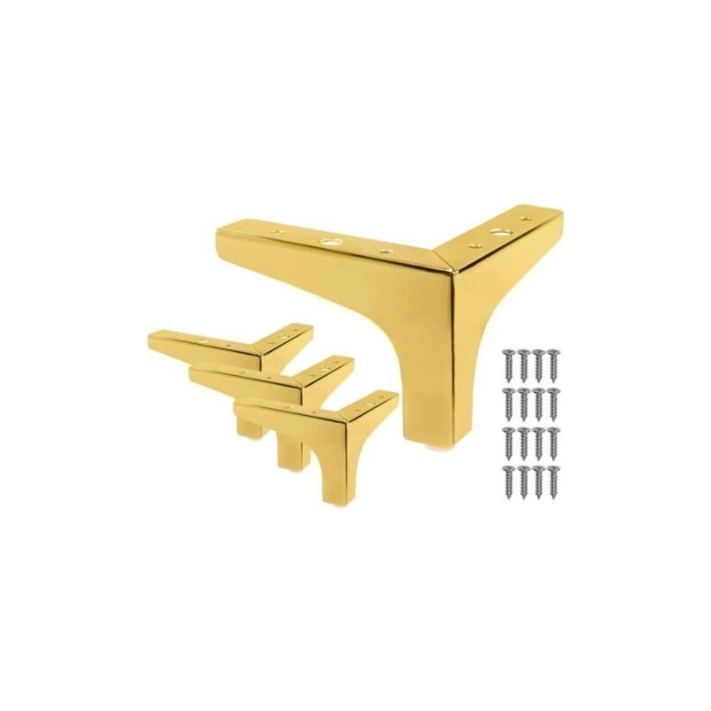 Lot De 4 Pieds De Meuble De 10 Cm, Style Moderne, En Métal Doré, De Luxe, Triangulaires, Pour Table, Armoire, Canapé, Chaise
