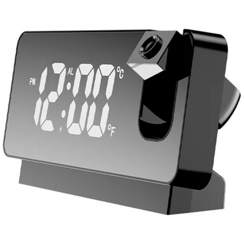 Réveil Projecteur Pour Chambre - Horloge Numérique Avec Radio, Variateur De Luminosité Et Port De Charge Usb - Projecteur Rotatif 180°, Double Alarme, Snooze, Grand Écran Led - Pour Dormeurs Profonds