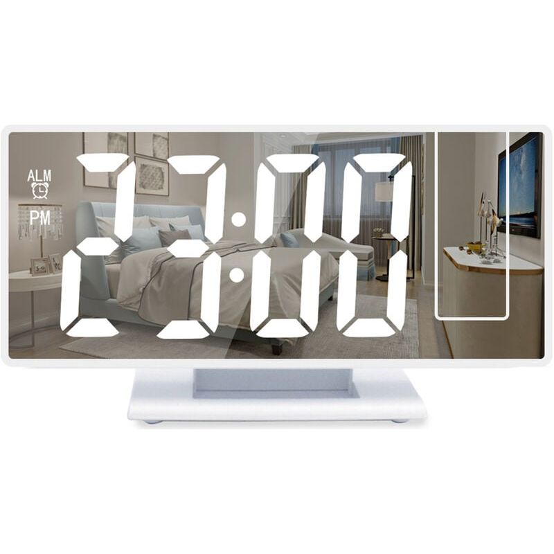 Réveil Numérique Avec Projection, Grand Écran Led Rétroéclairé, Fonction Snooze Et Mémoire, Format 12/24 H, Port Usb De Recharge, Idéal Pour Les Gros Dormeurs – Pour Chambre À Coucher