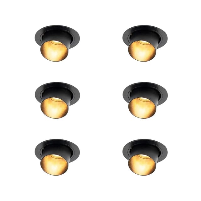 Set Mit 6 Modernen Einbaustrahlern Schwarz Rund Schwenkbar - Installa