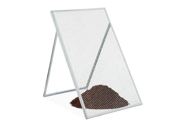 Relaxdays Durchwurfsieb, Hxb: 100 X 60 Cm, Verzinktes Gartensieb, Streckmetall 15 X 25 Mm, Kompostsieb, Stahl, Silber