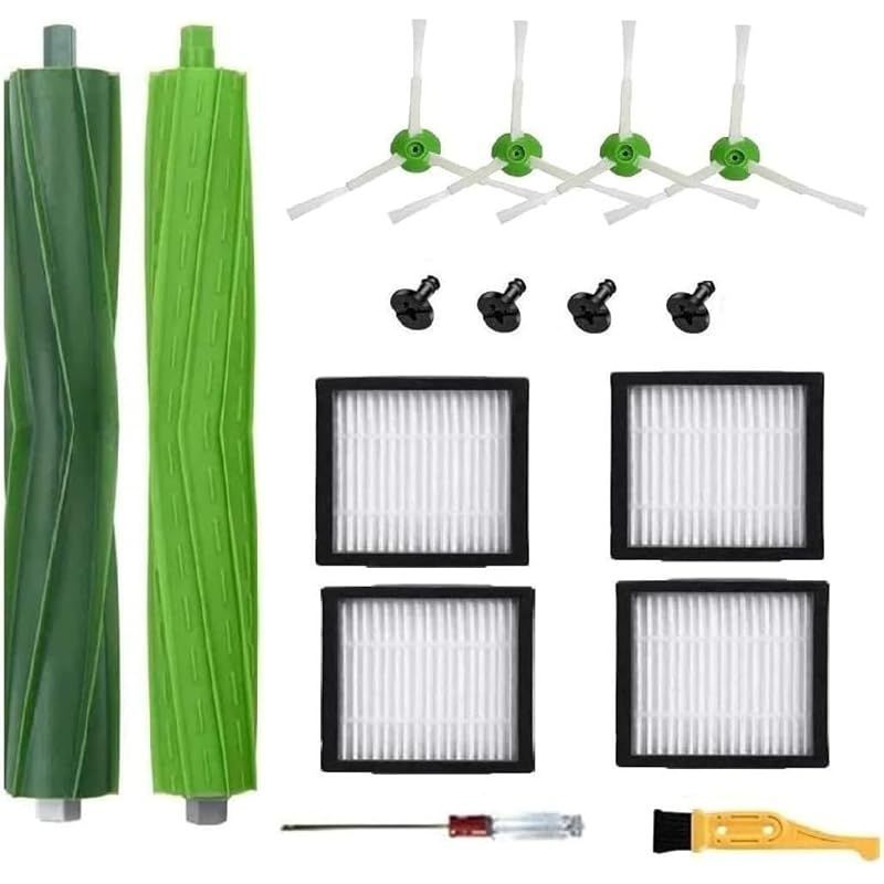 Replacement Parts Accessories Compatible For Roomba I3 I3+ I4 I6 I6+ I7 I7+ I8 I8+/plus E5 E6 E7 I,e &j Series Vacuum Cleaner,1 Set Rubber Brushes 4 Hepa Filters & 4 Side Brushes