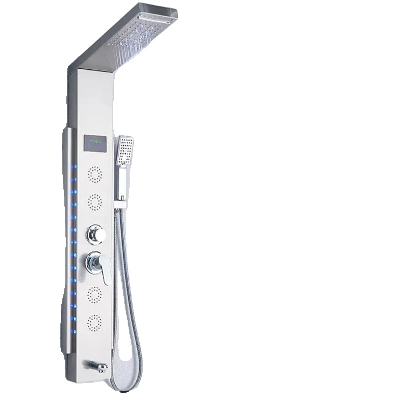 Led-duschpaneel, Gebürstetes Nickel, Wassertemperaturanzeige, Gebürstetes Nickel 8003