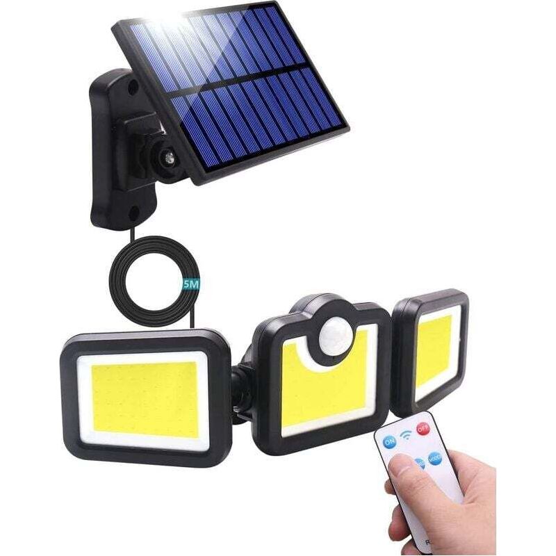 Luce Solare Per Esterni Con Sensore Di Movimento, 171 Led, Luce Solare Con Telecomando, Impermeabile Ip65, 3 Modalità Di Illuminazione Per Giardino, Garage, Posto Auto Coperto, Patio, Casa