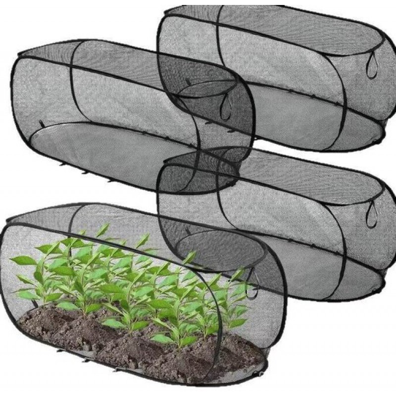 4 Pflanzenschutznetze – 90 × 40 × 35 Cm – Faltbar – Pflanzenschutznetze Für Den Außenbereich – Schützt Baumschulen Und Blumenbeete – Geeignet Für Setzlinge, Gemüse, Obst Und Kräuter – Schwarz