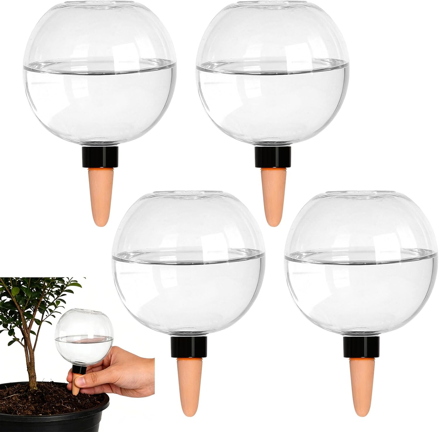 Bewässerungskugeln – 4er-set – Polypropylen Und Ton – Automatische Bewässerung – Für Zimmer- Und Gartenpflanzen – 500 Ml