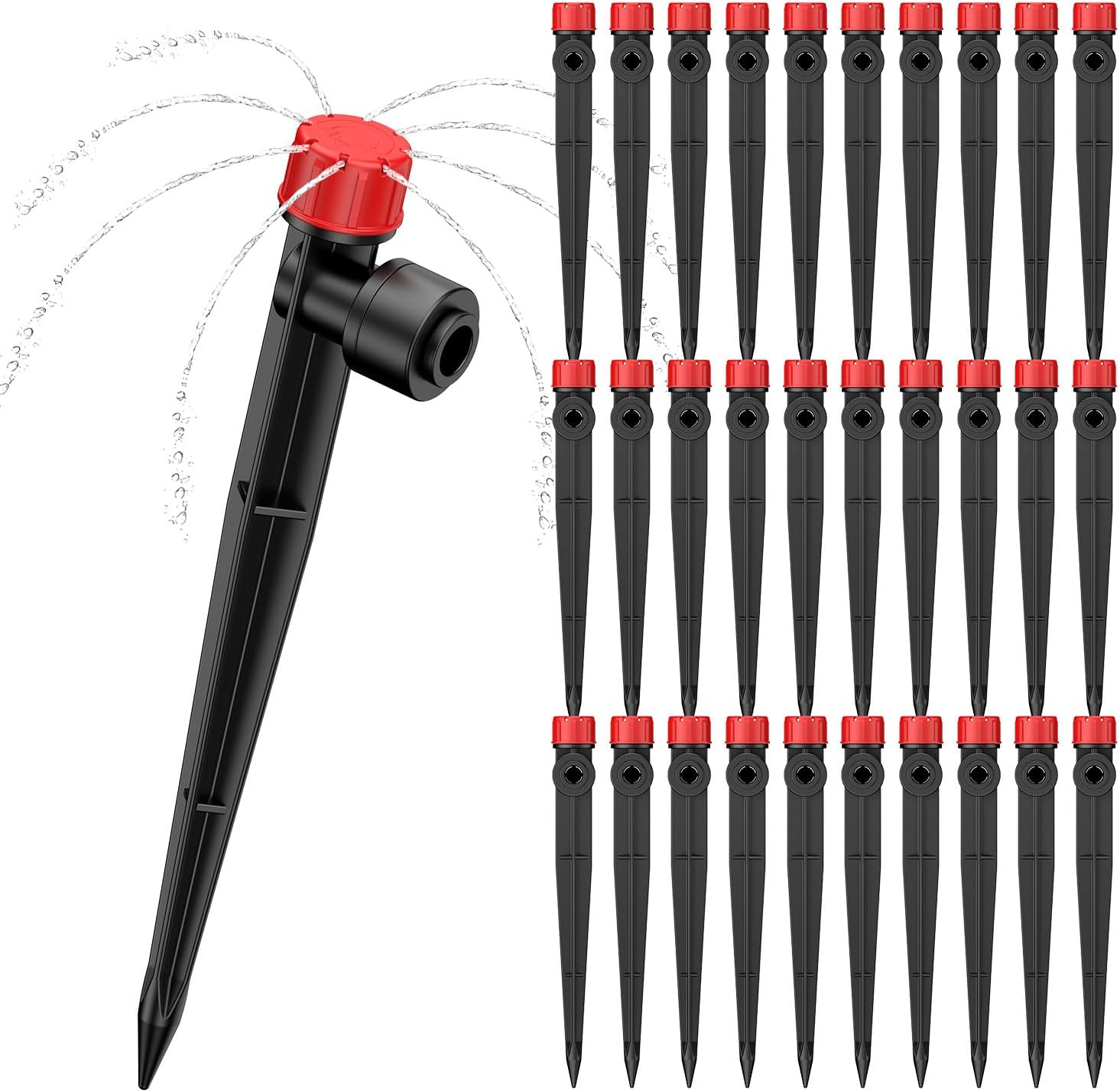 30 Bewässerungsdiffusoren – Einstellbare Durchflussrate – 8 Löcher – Inkl. Erdspieß – Für 6-mm-schläuche – Für Den Gemüsegarten