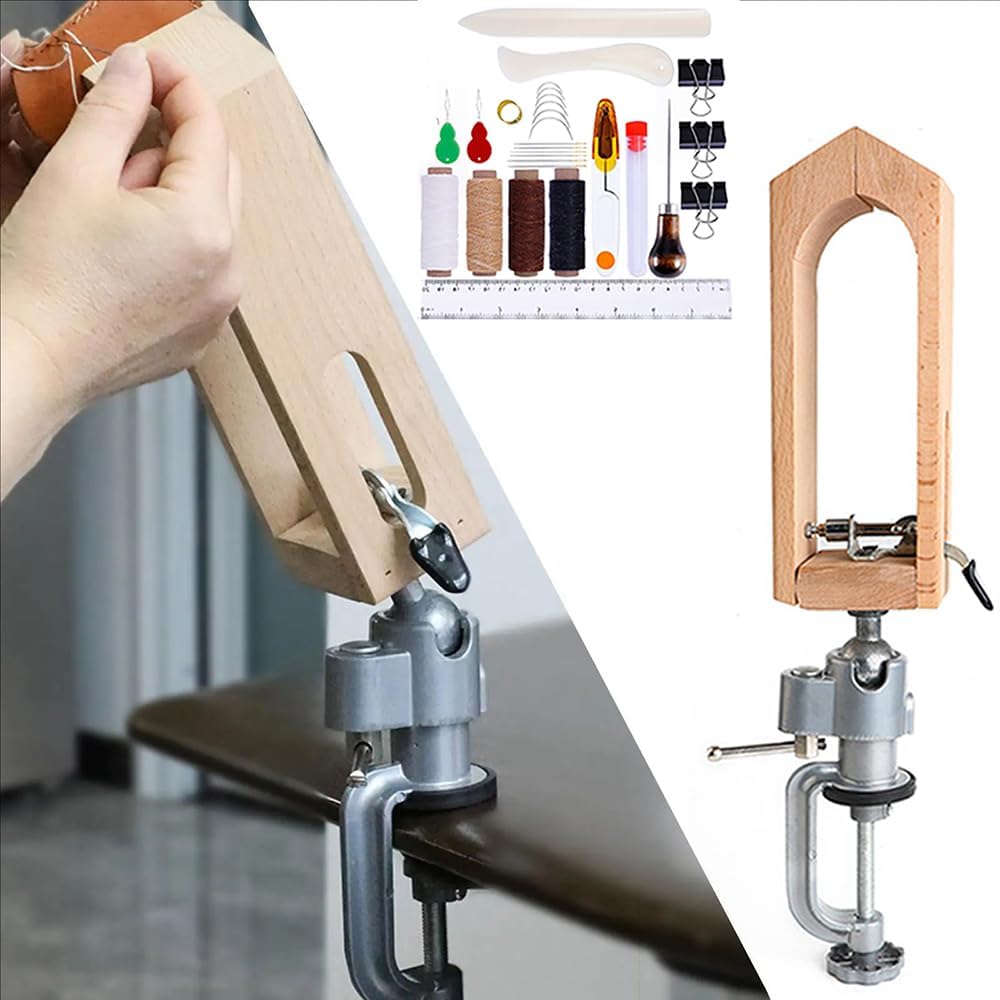 Ledernähstock – 29-teilig – Holz Und Metall – 360°-drehung – Basteln Und Reparaturen – Höhe 210 Mm