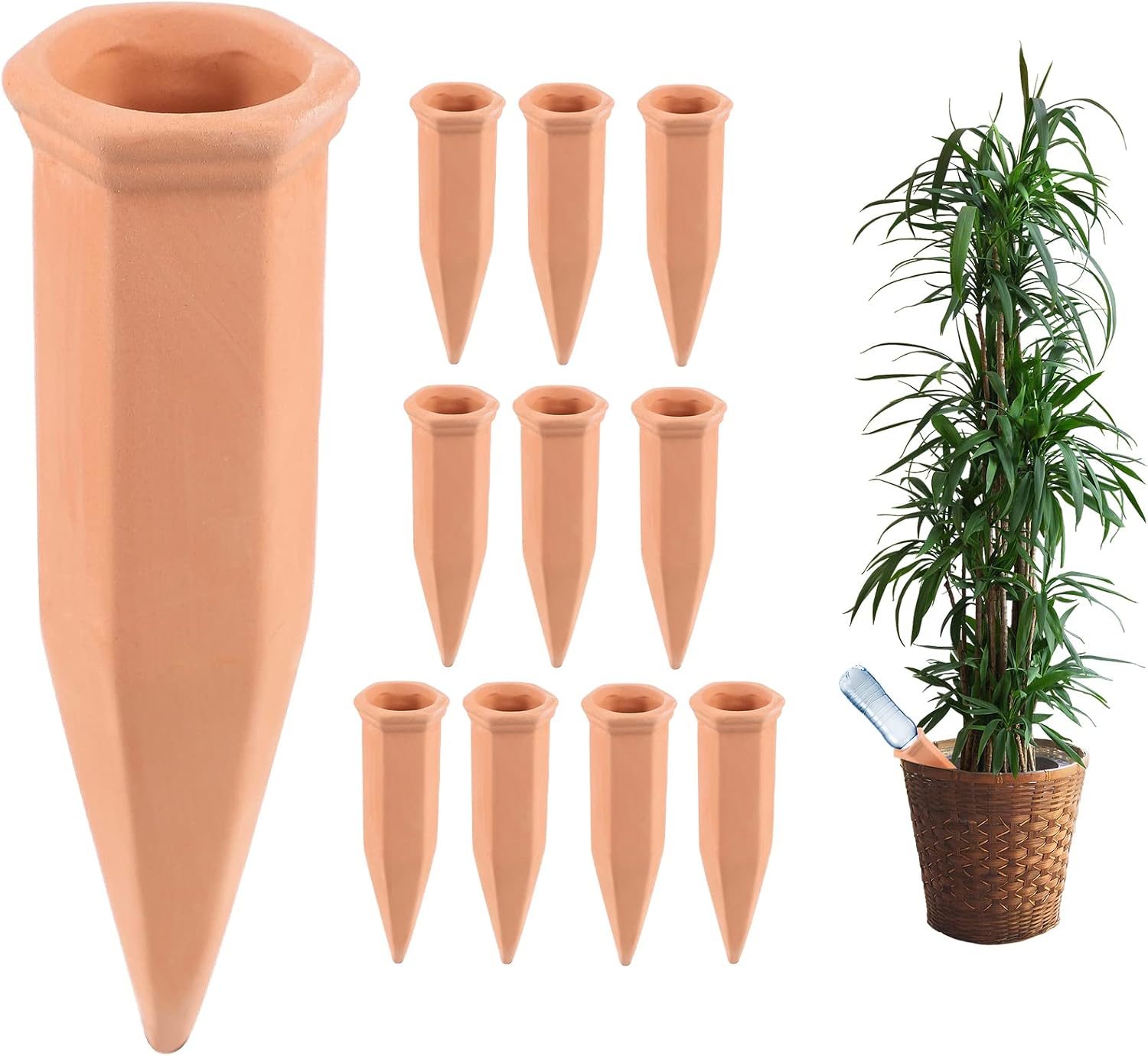 Bewässerungskegel – 10er-pack – Natürlicher Ton – Automatische Bewässerung – Für Zimmer- Und Gartenpflanzen – Flaschenkompatibel