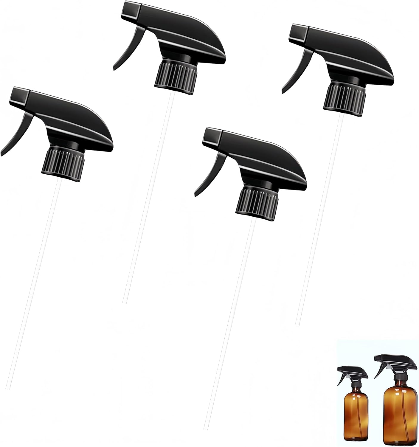 Sprühkopf – 4er-pack – Pp-kunststoff – Verstellbar, Auslaufsicher – Garten, Küche, Reinigung – Schwarz