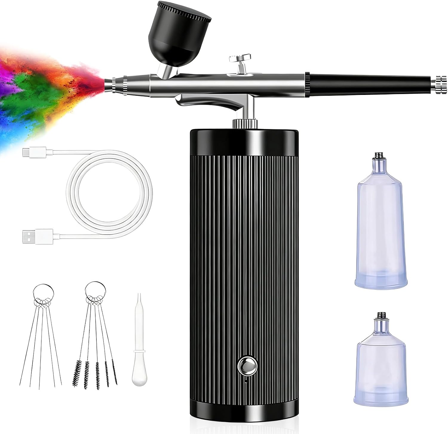Kabellose Airbrush – 1-teilig – Aluminium – 0,3-mm-düse – Usb-aufladbar – Make-up Und Bastelbedarf – Schwarz