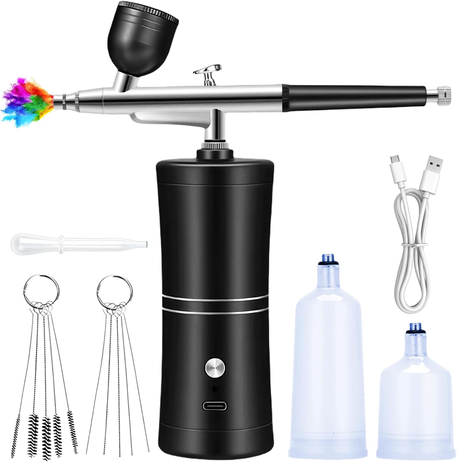 Kabelloses Airbrush-set – 1-teilig – Aluminiumlegierung – Usb-aufladbar – Make-up Und Nageldesign – Schwarz, 22 X 13,5 X 6 Cm