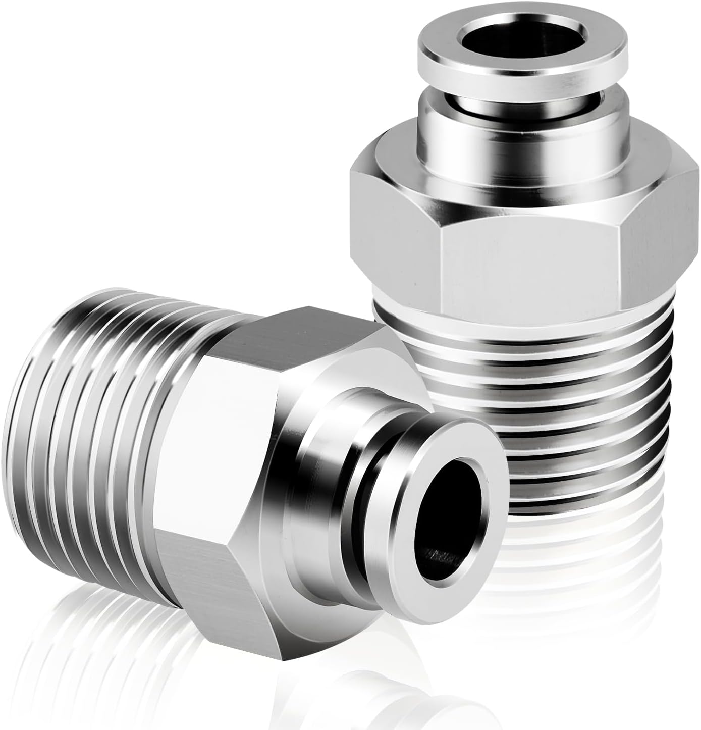 Gerade Außengewinde-verschraubungen – 2er-pack – Edelstahl 304 – 6 Mm Außendurchmesser X 1/2" Bsp-rohr – Pneumatik
