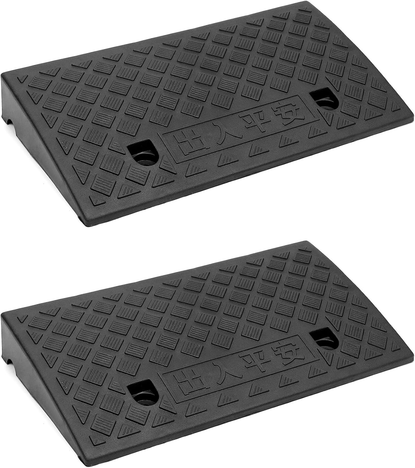 Zugangsrampe Aus Kunststoff – 2er-set – Rutschfest – Für Rollstuhl Und Motorrad – 49 X 27 X 7 Cm