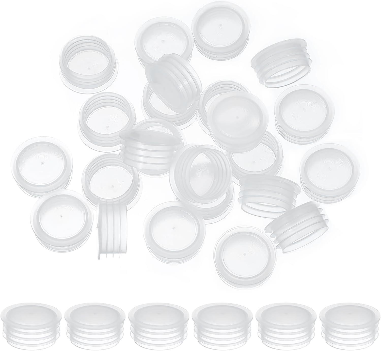 20-mm-schraubverschluss – 25er-pack – Transparenter Pe-kunststoff – Auslaufsicher Und Wiederverwendbar – Für Salz- Und Pfefferstreuer Und -flaschen – Weiß
