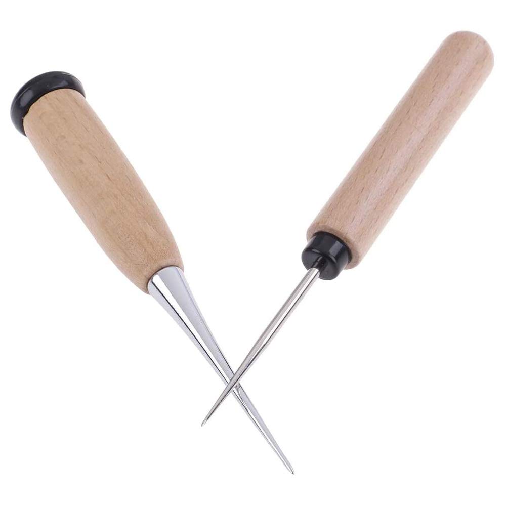 Lederahle – 2er-set – Holz Und Stahl – Lochen Und Nähen – Lederbearbeitung Und Heimwerken – 12,3 Cm Und 13 Cm