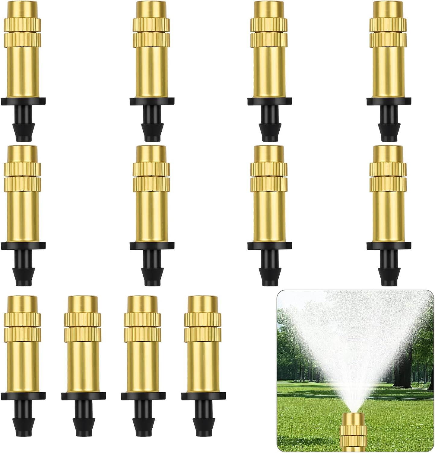 Messing-sprühdüse – 12 Stück – Messing – Verstellbarer Strahl – Garten- Und Terrassenbewässerung – Für 4/7"-schläuche