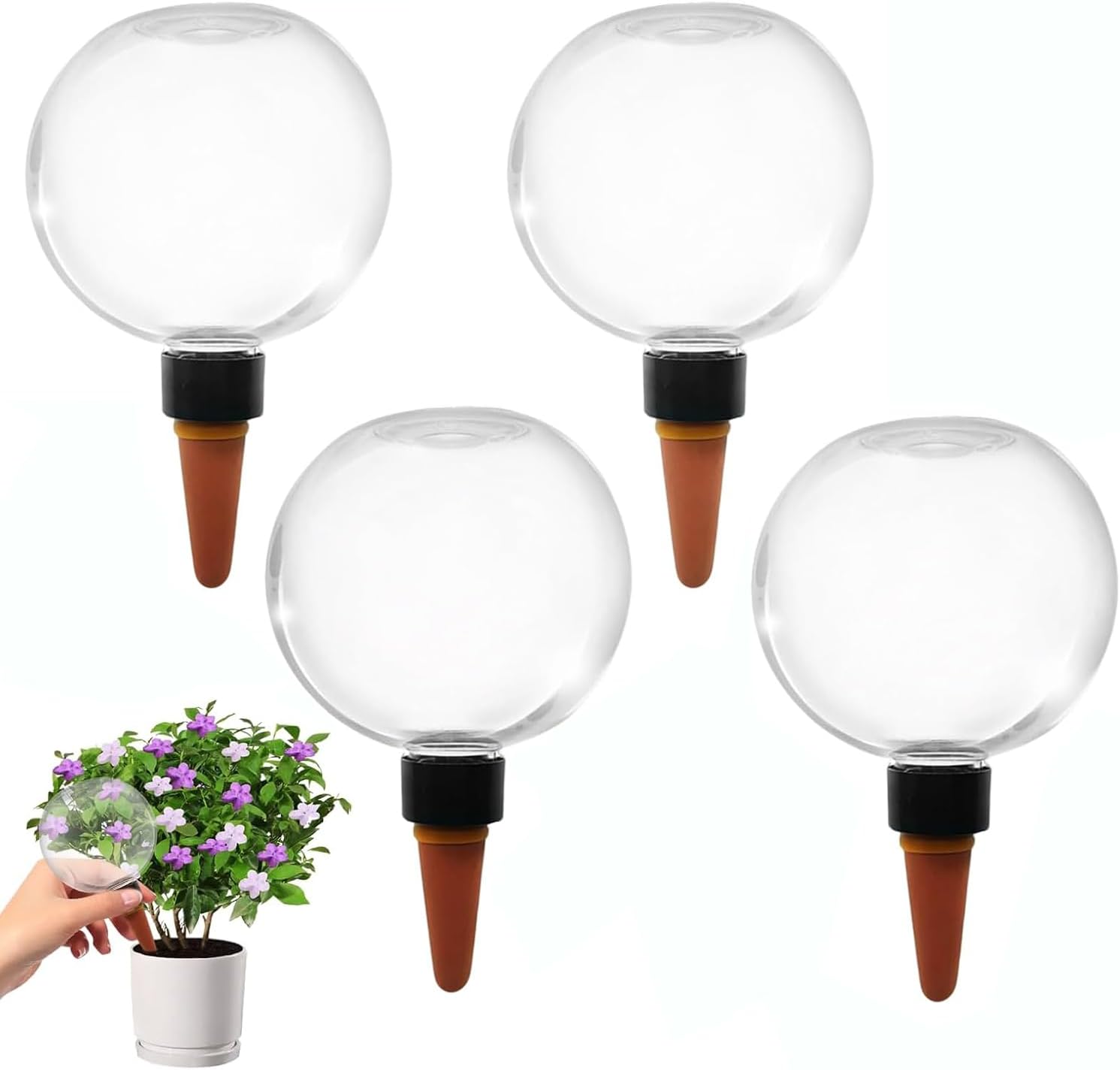 Bewässerungskugeln Für Pflanzen – 4er-set – Polypropylen – Automatische Bewässerung 500 Ml – Für Drinnen Und Draußen – Transparent