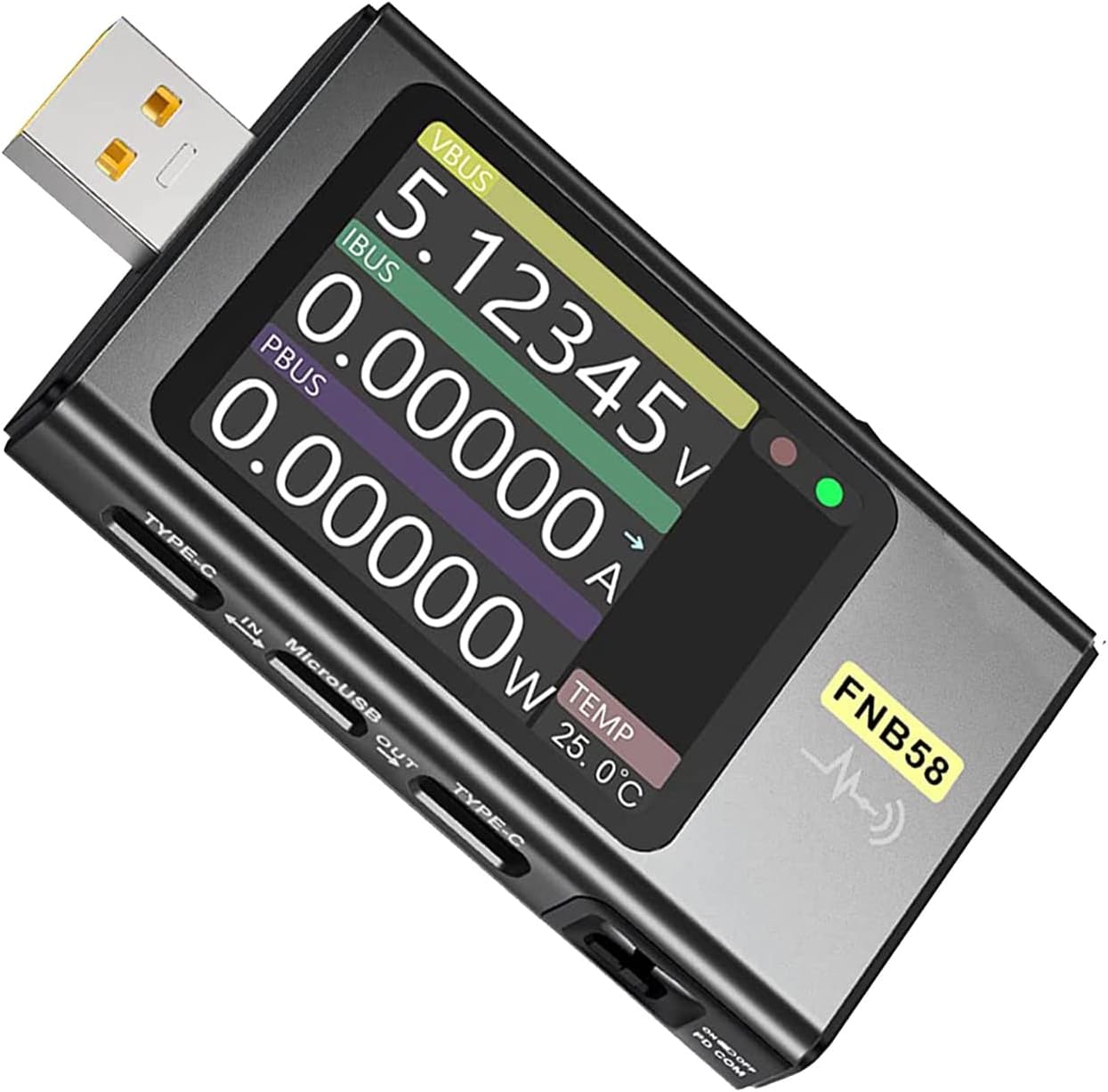 Usb-tester – 1 Stück – Schwarze Platine – Pd-, Qc- Und Vooc-erkennung – Spannungskurvenanalyse – 2,0-zoll-lcd-bildschirm