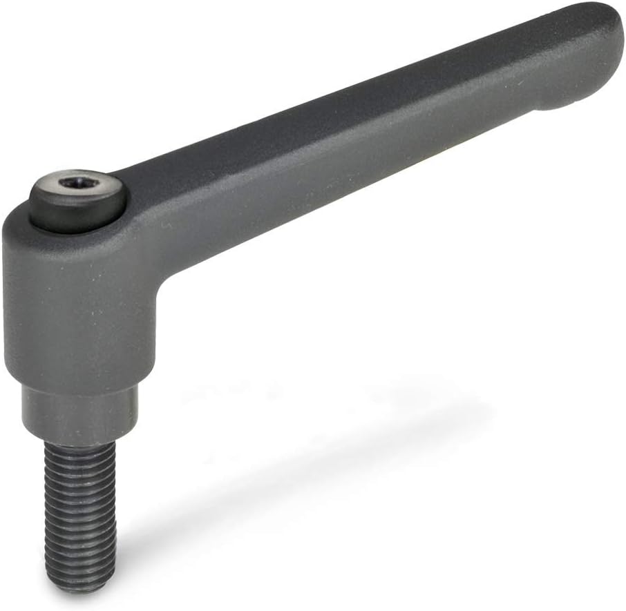 Ganter Standardelemente Verstellbarer Klemmhebel Mit Gewindeschraube – Gn 300 Grifflänge: 78 Mm Gewindeschraube Aus Brüniertem Stahl – Griff Aus Schwarzem Zinkdruckguss, Schwarz, Gn 300-78-m8-25-sw